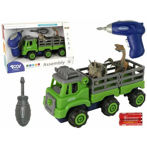  Dječji DIY kamion transporter dinosaura s odvijačima, zeleni