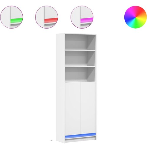 Maison Chic Visoka omara - Komoda - Predalnik z LED bela 69x32,5x200 cm inženirski les, (21721756) Slike