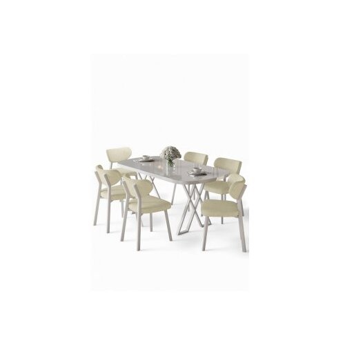 Hanah home Set trpezarijskog stola i stolica (7 delova) Axton White Cream Cene
