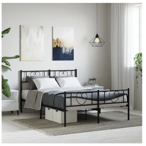 vidaXL Metalni okvir kreveta uzglavlje i podnožje crni 150x200 cm