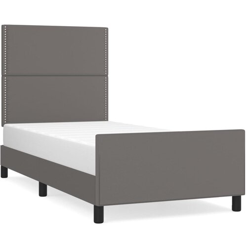 vidaXL Posteljni okvir z vzglavjem siv 100x200 cm umetno usnje, (20905735) Cene