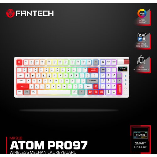 Fantech Tastatura mehanička Gaming MK918 RGB Atom PRO97 Wireless bela (Red switch) Cene