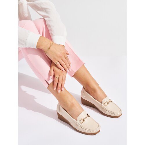 Shelvt Beige women's loafers with buckle Cijene