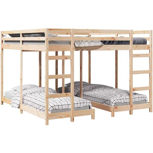  Trokatni krevet Prirodna 80 / 200 x 200 cm Čvrsto borovo drvo Slike