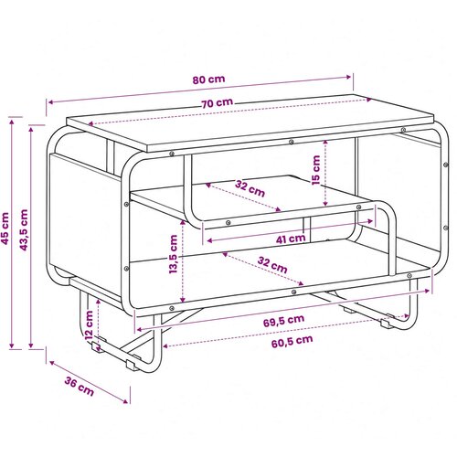  TV stalak 80 x 36 x 45 cm Dimljeni hrast Konstruirano drvo Slike