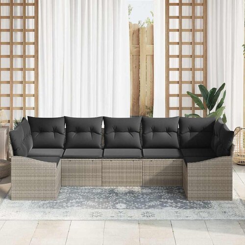  Set sofe 7 kom. Svjetlosiva poliratan 289 x 123,5 x 85 cm Slike