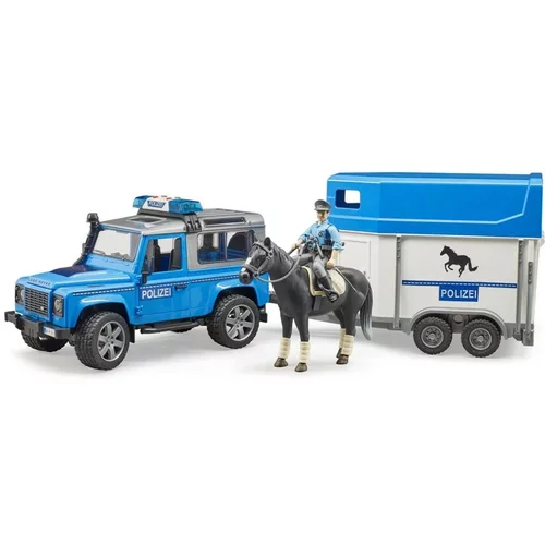 Bruder land rover prikolica za konje policijskega vozila, konj + policist 02588