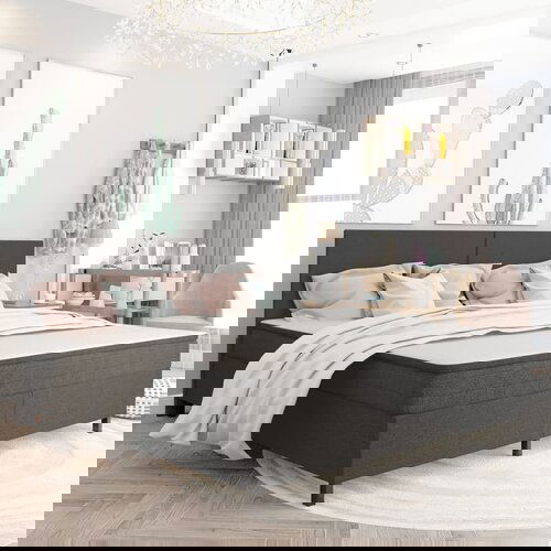 Box spring okvir za krevet od tkanine sivi 200 x 200 cm Cijene
