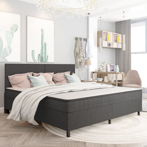 Box spring okvir za krevet od tkanine sivi 200 x 200 cm Slike