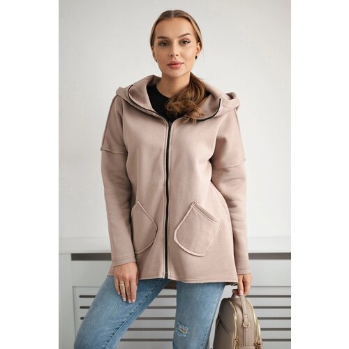  Insulated sweatshirt with longer back and pockets dark beige Cijene