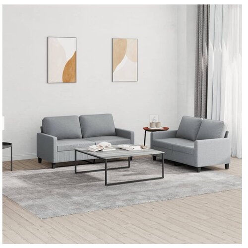 VidaXL 2-dijelni set sofa s jastucima svjetlosivi od tkanine Slike