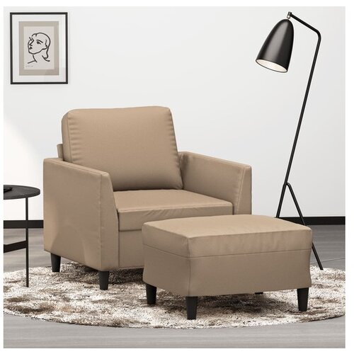 VidaXL Fotelja s tabureom boja cappuccina 60 cm od umjetne kože Slike