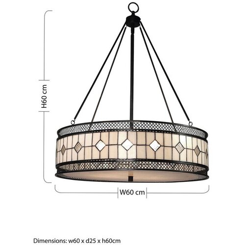 Premier Housewares Kovinska viseča svetilka s steklenim senčilom &amp;oslash; 60 cm Waldorf &amp;ndash; Slike