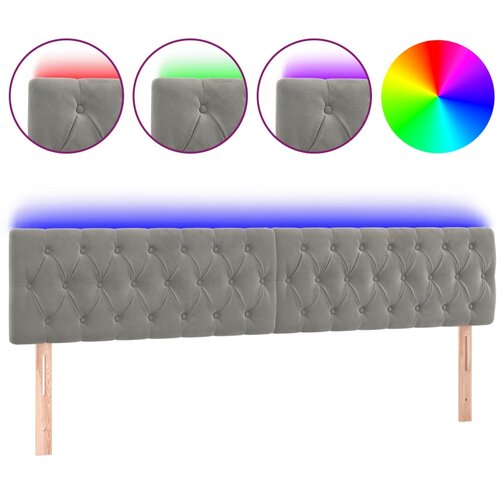 Maison Chic LED Posteljno vzglavje - Vzglavna omarica - Nočna omarica svetlo sivo 180x7x78/88 cm žamet, (21708410) Slike
