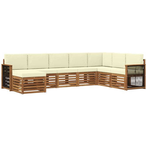 vidaXL Zunanja garnitura za sedenje z blazino 6 pcs Naravna in smetana, (5000281784) Cene