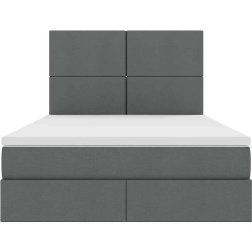  Krevet S LED lampica s pohranom Tamno siva 140 x 190 cm tkanina Slike