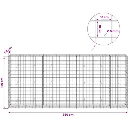  Gabion s žicom debljine 5 mm i mrežom 10x10 cm 350x50x150 cm - 50 cm 150 cm 350 cm Slike