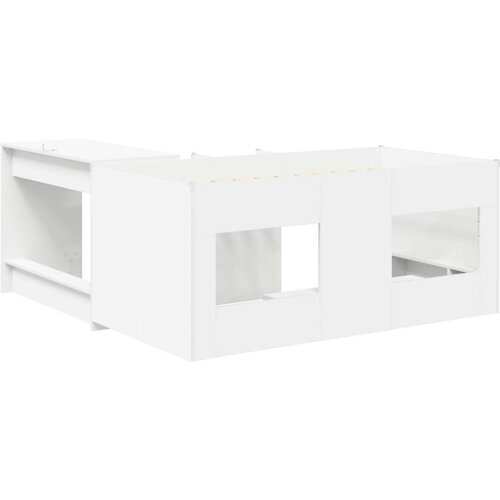  Krevet za djecu s visokim okvirom i stolom Bijela 80 x 160 cm - Bijela Slike