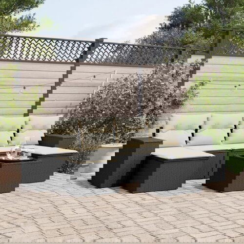 vidaXL 7-dijelni set vrtnih sofa od poliratana s jastucima crni Cijene