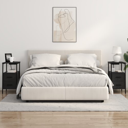 VidaXL Noćni ormar Crni hrast 30 x 48 x 61 cm Konstruirano drvo Slike