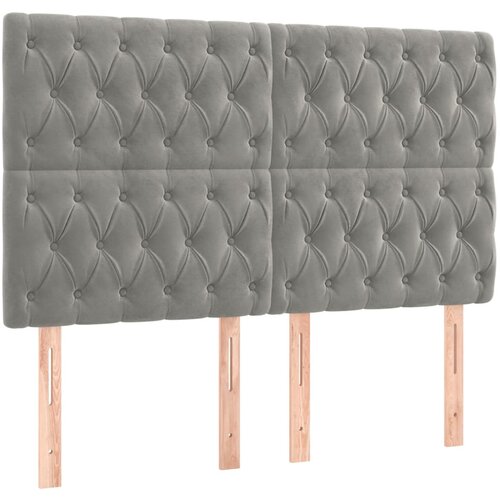 Maison Chic Posteljno vzglavje - Vzglavna omarica 4 kosa svetlo siv 80x7x78/88 cm žamet, (22077537) Slike