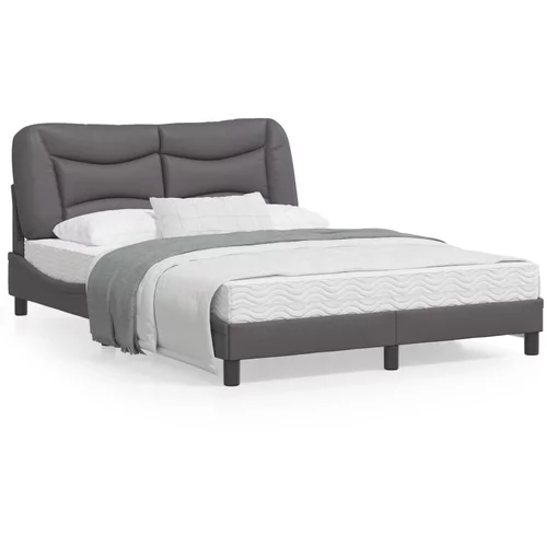 vidaXL Okvir za krevet s uzglavljem sivi 140x190 cm od umjetne kože