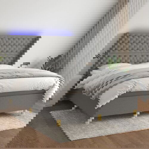The Living Store Box spring postelja z vzmetnico LED temno siva 140x200 cm blago - Box Spring Postelja, (21516090) Slike
