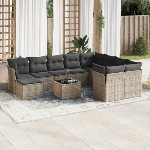 VidaXL 11-dijelni set vrtnih sofa od poliratana s jastucima sivi Slike