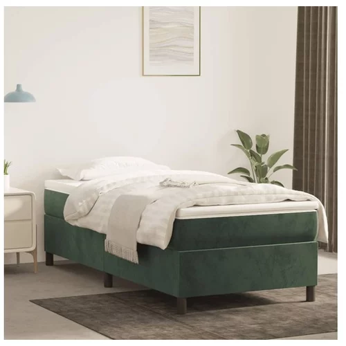  Box spring postelja z vzmetnico temno zelena 90x200 cm žamet