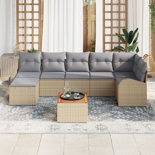 VidaXL set vrtnih sofa s jastucima Bež Poli ratan Slike