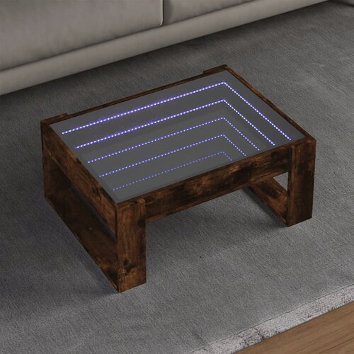 Furnova Klubska mizica z neskončnimi LED dimljen hrast 70x53x30 cm, (21915139) Cene