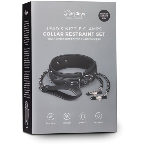 EasyToys Fetish Collection Leather Collar With Nipple Chains Slike