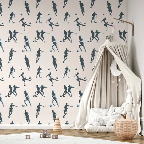  Tapeta - Football Characters - Action and movement in silhouettes on a light background. 50x1000 Vodootporna Cijene