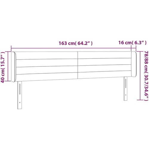  LED uzglavlje crno 163x16x78/88 cm od tkanine Slike