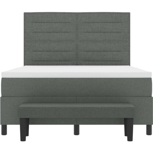 Box Spring Krevet s Madracem &amp;amp;amp Klupom Tamno Sivi 140x200 cm Tkanina Slike