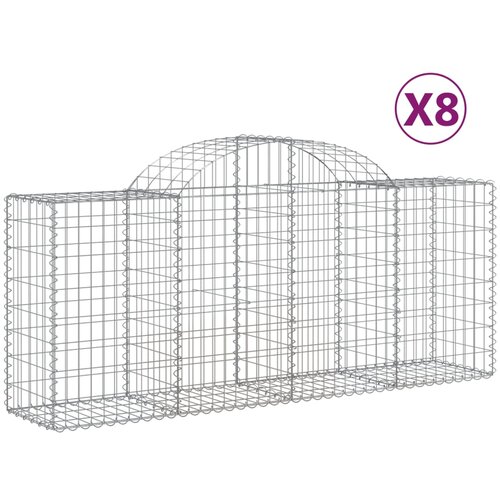  Lučne gabionske ko&amp;scaron;are 8 kom 200x50x80/100 cm pocinčano željezo Slike