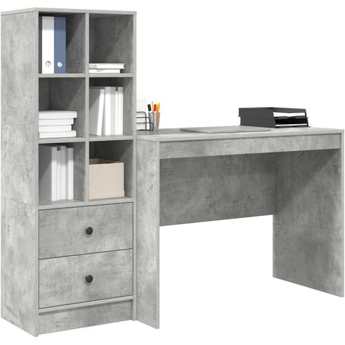  Stol s ladicama 2 pcs Betonski sivi Slike