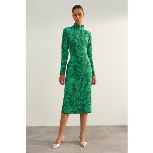 Trendyol Limited Edition Green Fitted with Glittery Sweater Dress Cene