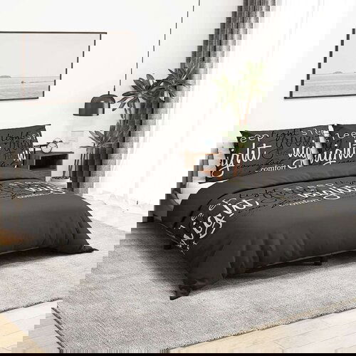  Set posteljine za poplun crna 140 x 200 cm pamučni Slike