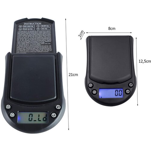  Digitalna LCD žepna tehtnica za nakit 500-0.1g osvetljena črna Slike