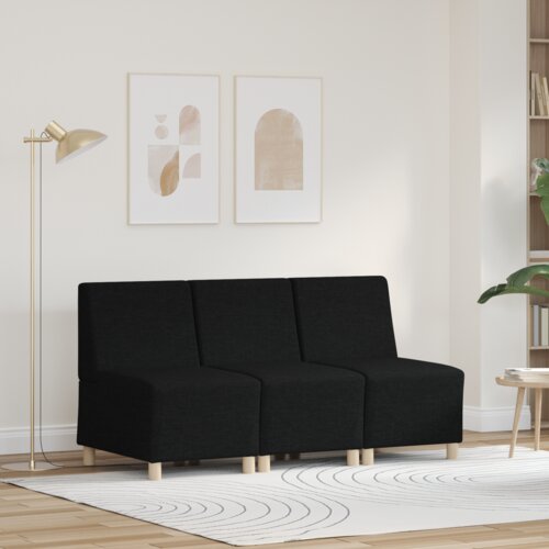 VidaXL sofa stolica svijetlo siva 55 cm tkanina 3 pcs crna Slike