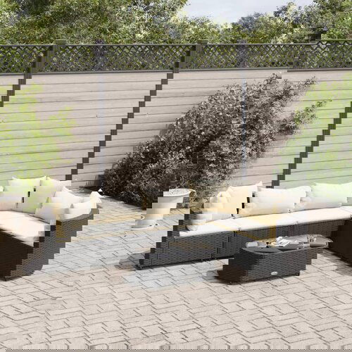 VidaXL 7-dijelni set vrtnih sofa od poliratana s jastucima crni Slike