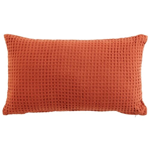 Douceur d int&amp;eacute;rieur COUSSIN DEHOUSSABLE 30 x 50 CM COTON UNI GAUFRETTE TERRACOTTA Red Slike