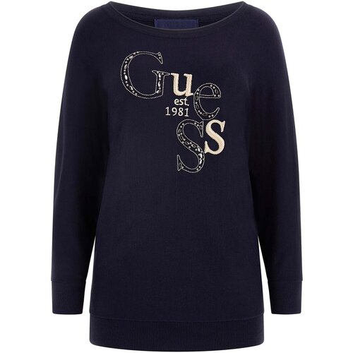 Guess Puloverji Bat Sleeve Kassidy Logo Swtr Modra Slike