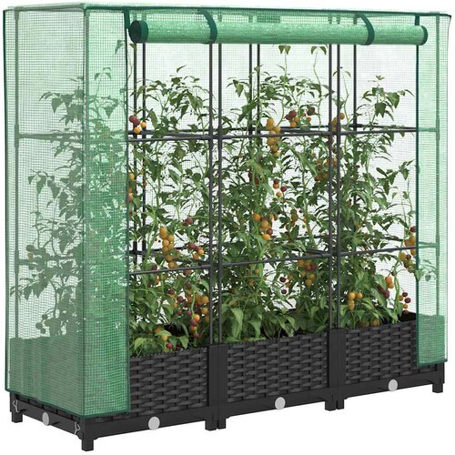  Povišena gredica s pokrovom za staklenik izgled ratana 120x40x123 cm Cene