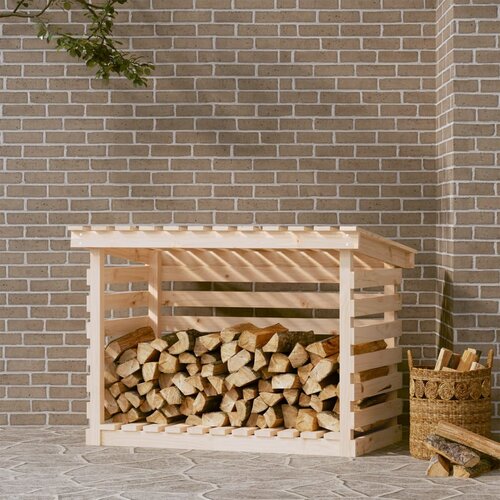 VidaXL Stojalo za drva 108x73x79 cm trdna borovina Slike