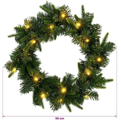  Božićni vijenac Zelena &amp;Oslash; 50 cm PVC i PE 25 LED lampica - Zelena 50 cm s LED svjetlima Slike