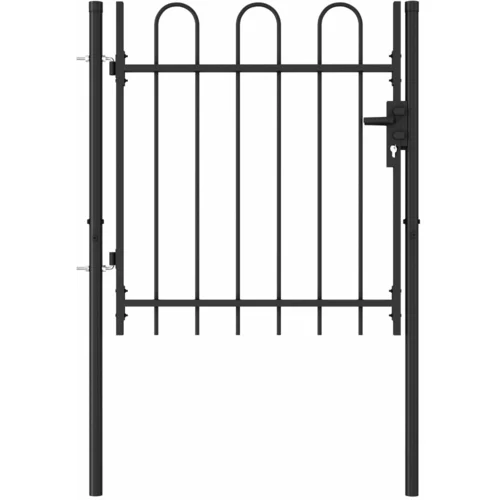 vidaXL Enojna vrata za ograjo zaobljena jeklo 1x1 m črna