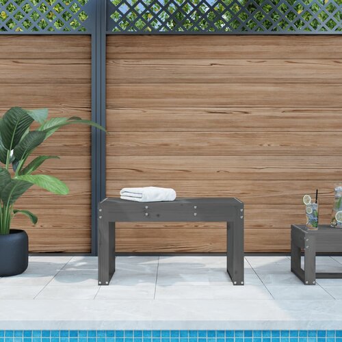  The Living Store Vrtna klop siva 80x38x45 cm trdna borovina - Vrtna Klop, (21440706) Slike