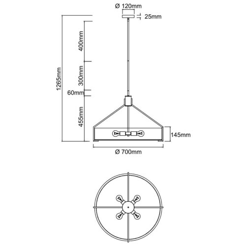 Open Design OR85655-Luster na &amp;scaron;ipci DORETTO 6xE27/15W/230V prečnik 70 cm mat hrom/bela Slike